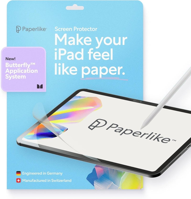 Paperlike 3 واقي شاشة (2x) لجهاز iPad Pro 12.9” (2018-2023) – إحساس حقيقي بالورق، تركيب خالي من الفقاعات (فراشة)، يحمي طرف القلم - Image 1